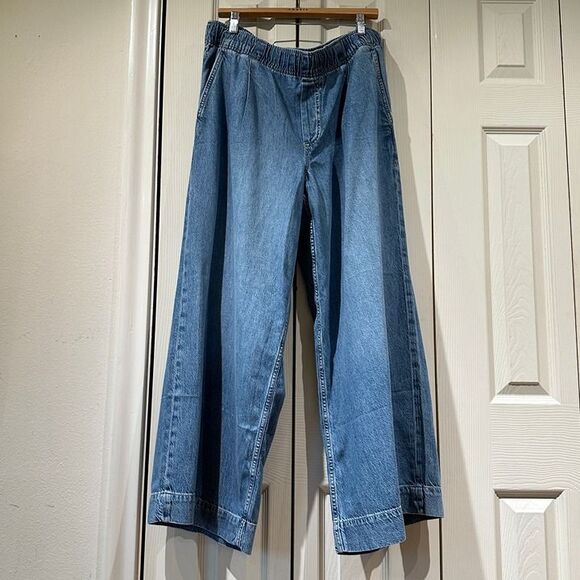NWOT GAP UltraSoft Pleated Easy Baggy Jeans Drapey Tencel Wide Leg Elastic Waist - Picture 8 of 11